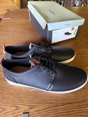 Goodfellow & Co Black and Brown Leather-Accent Casual Slip-On Sneakers